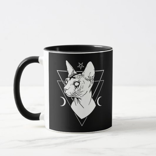Black Metal Sphynx Cat Goth and Death Metal Tasse (Links)