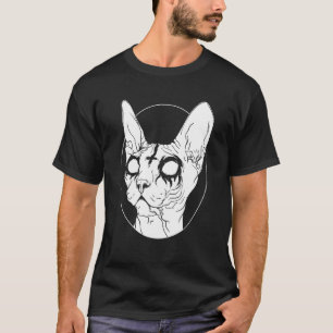 Black Metal Sphynx Cat I Goth and Death Metal T-Shirt