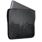 Black Metallic Background & Black Paisley Lace Laptopschutzhülle (Vorne Rechts)