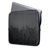 Black Metallic Background & Black Paisley Lace Laptopschutzhülle (Vorderseite Links)