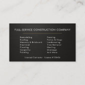 Black Metallic Building Construction Visitenkarte (Rückseite)