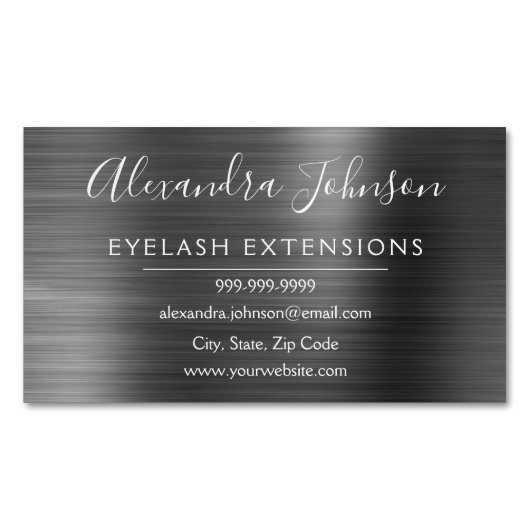 Black Metallic Foil Eyelash Extensions Beauty Magnetische Visitenkarte (Vorderseite)