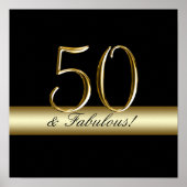 Black Metallic Gold 50. Geburtstag Poster (Vorne)
