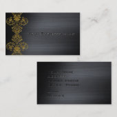 Black Metallic Gold Damask Corporate Business Visitenkarte (Vorne/Hinten)