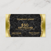 Black Metallic Gold Damaskus Geschenkgutschein Rabattkarte (Rückseite)