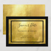 Black & Metallic Gold Glam Save the Date (Vorne/Hinten)