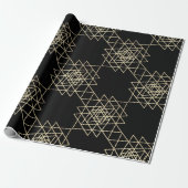 Black Metallic Gold Hexagon Geometry Champaign Geschenkpapier (Ungerollt)
