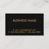Black Metallic Gold Lines Visitenkarte (Rückseite)