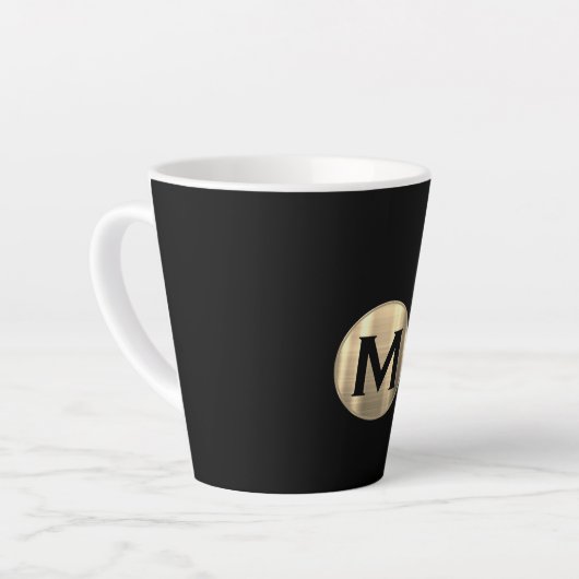 Black Metallic Gold Monogram Milchtasse (Linke Ecke)