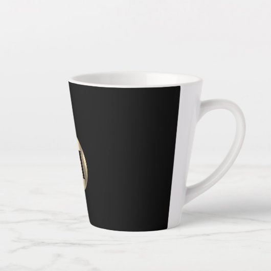 Black Metallic Gold Monogram Milchtasse (Rechts)