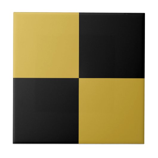 Black & Metallic Gold Square Box Stylish Pattern Fliese (Vorderseite)