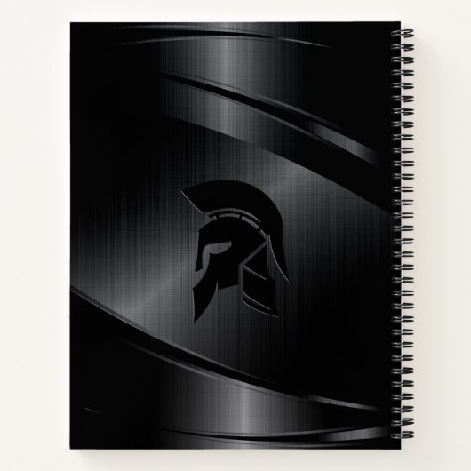 Black Metallic Look Roman Helm Custom Text Notizblock (Rückseite)