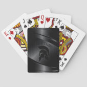 Black Metallic Look Roman Helm Custom Text Spielkarten (Rückseite)