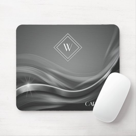 Black Metallic Luxury Monogram Mousepad (Mit Mouse)