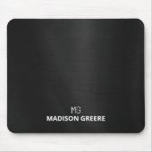 Black Metallic Mit Monogramm Mousepad (Vorne)