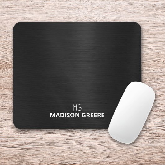 Black Metallic Mit Monogramm Mousepad