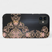Black Metallic Pink Glitzer Damask Case-Mate iPhone Hülle (Rückseite (Horizontal))
