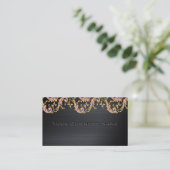 Black Metallic Pink Glitzer Damask Corporate Visitenkarte (Stehend Vorderseite)