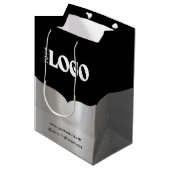 Black Metallic Silver Paper Geschenktasche für das Mittlere Geschenktüte (Vorderseite Schrägansicht)
