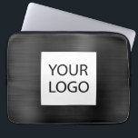 Black Metallic - Werbung für benutzerdefinierte Lo Laptopschutzhülle<br><div class="desc">Moderne Black Imitats Metallic Stainless Elegant Ihre individuelle Logo-Werbeaktion Laptop-Bag oder Sleeve Werbe-Fall (Promo). Dieses klassische berufliche Business-Computergehäuse kann so angepasst werden,  dass es Ihr Firmenlogo oder Ihr Firmenlogo enthält.</div>