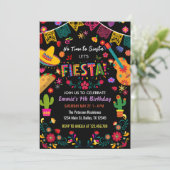Black Mexican Birthday Party Fiesta, No Siesta Einladung (Stehend Vorderseite)