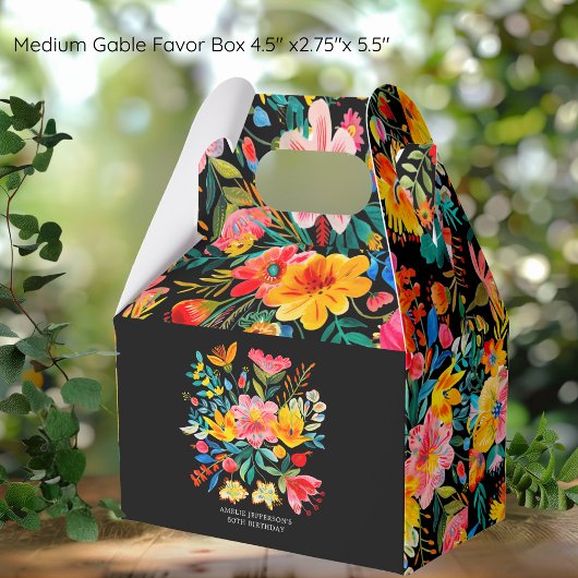 Black Mexican Bright Floral Fiesta Geburtstag Geschenkschachtel