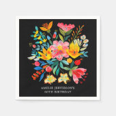 Black Mexican Bright Floral Fiesta Geburtstag Serviette (Vorderseite)