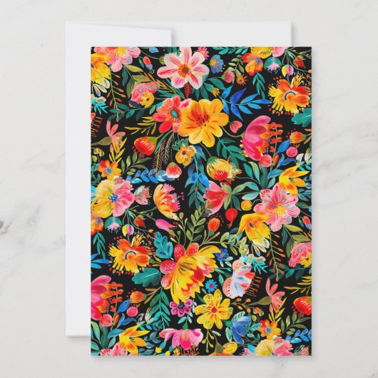 Black Mexican Fiesta Blumenthema Geburtstag Einladung (Rückseite)