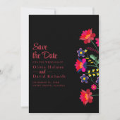 Black Mexican Floral Fiesta Save the Date Card Einladung (Vorderseite)