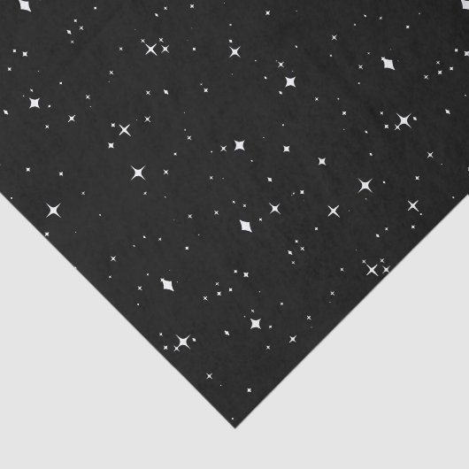 Black Midnight Night Sky Star Pattern Seidenpapier (Ausschnitt)