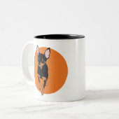 Black Min Button Miniatur Pinscher Hund Kaffee Tas Zweifarbige Tasse (Vorderseite Links)