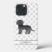 Black Mini Goldendoodle Cartoon Dog & Name Case-Mate iPhone Hülle (Rückseite)