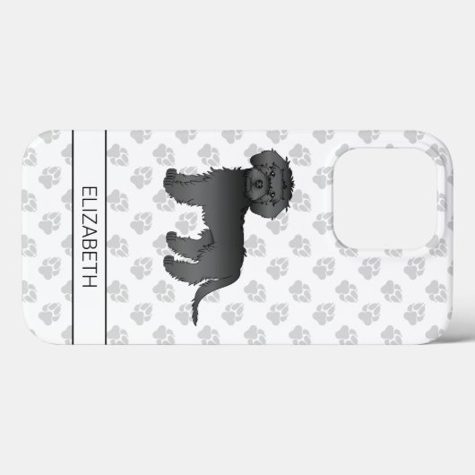 Black Mini Goldendoodle Cartoon Dog & Name Case-Mate iPhone Hülle (Rückseite (Horizontal))