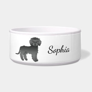 Black Mini Goldendoodle Cartoon Dog & Name Napf