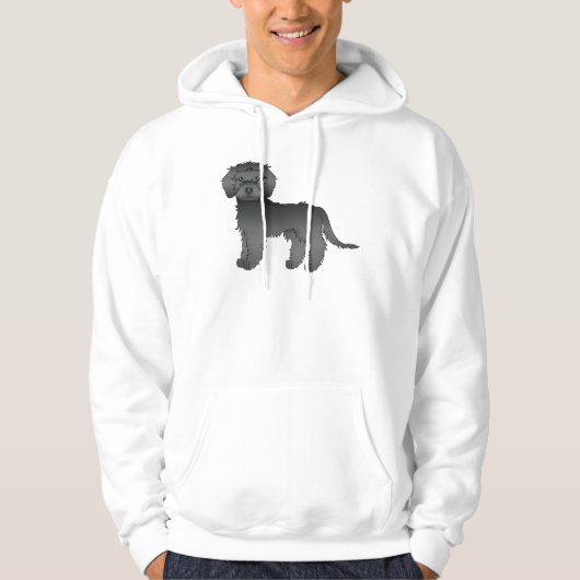Black Mini Goldendoodle Niedlich Cartoon Dog Hoodie (Vorderseite)