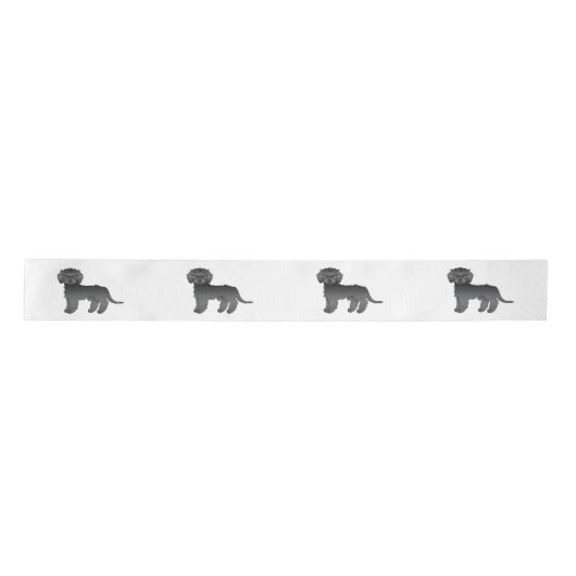 Black Mini Goldendoodle Niedlich Cartoon Hunde Satinband (Vorderseite)