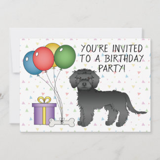 Black Mini Goldendoodle Niedlicher Cartoon Hund Ge Einladung
