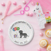 Black Mini Goldendoodle Niedlicher Cartoon Hund Ge Pappteller (Party)