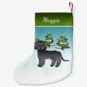 Black Mini Goldendoodle - Winterwald & Name Kleiner Weihnachtsstrumpf (Rückseite)