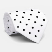 Black Mini Polka Dot Pattern auf Weiß Krawatte (Gerollt)