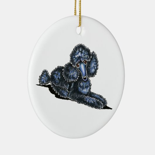Black Mini Poodle Lay Hübsch Personalisiert Keramik Ornament (Rechts)