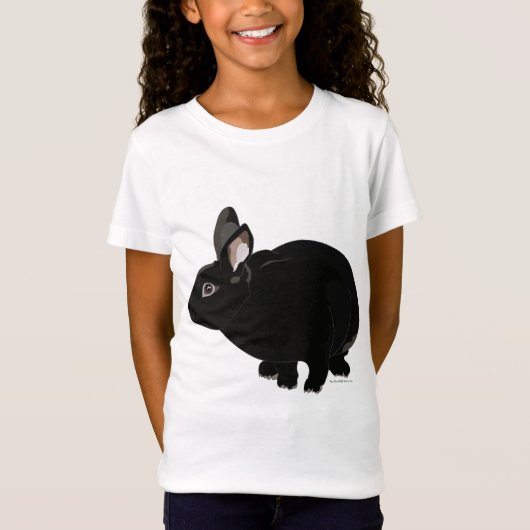 Black Mini Rex Rabbit T-Shirt (Vorderseite)