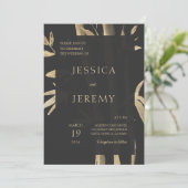 Black Minimal Bamboo Japanisch Asiatische Hochzeit Einladung (Stehend Vorderseite)