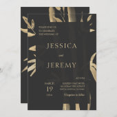 Black Minimal Bamboo Japanisch Asiatische Hochzeit Einladung (Vorne/Hinten)