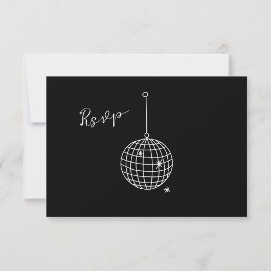Black Minimal Disco Ball Wedding | Wahl RSVP Karte (Rückseite)