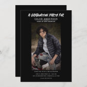 Black Minimal Fotografy Foto Graduation Party Einladung (Vorne/Hinten)
