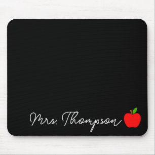Black Minimal Individuelle Name Lehrer Red Apple G Mousepad