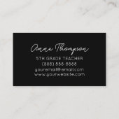 Black Minimal Individuelle Name Lehrer Red Apple G Visitenkarte (Rückseite)