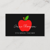 Black Minimal Individuelle Name Lehrer Red Apple G Visitenkarte (Vorderseite)