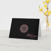 Black Minimal Mandala Kunst Willkommen Karte (Gelbe Blume)
